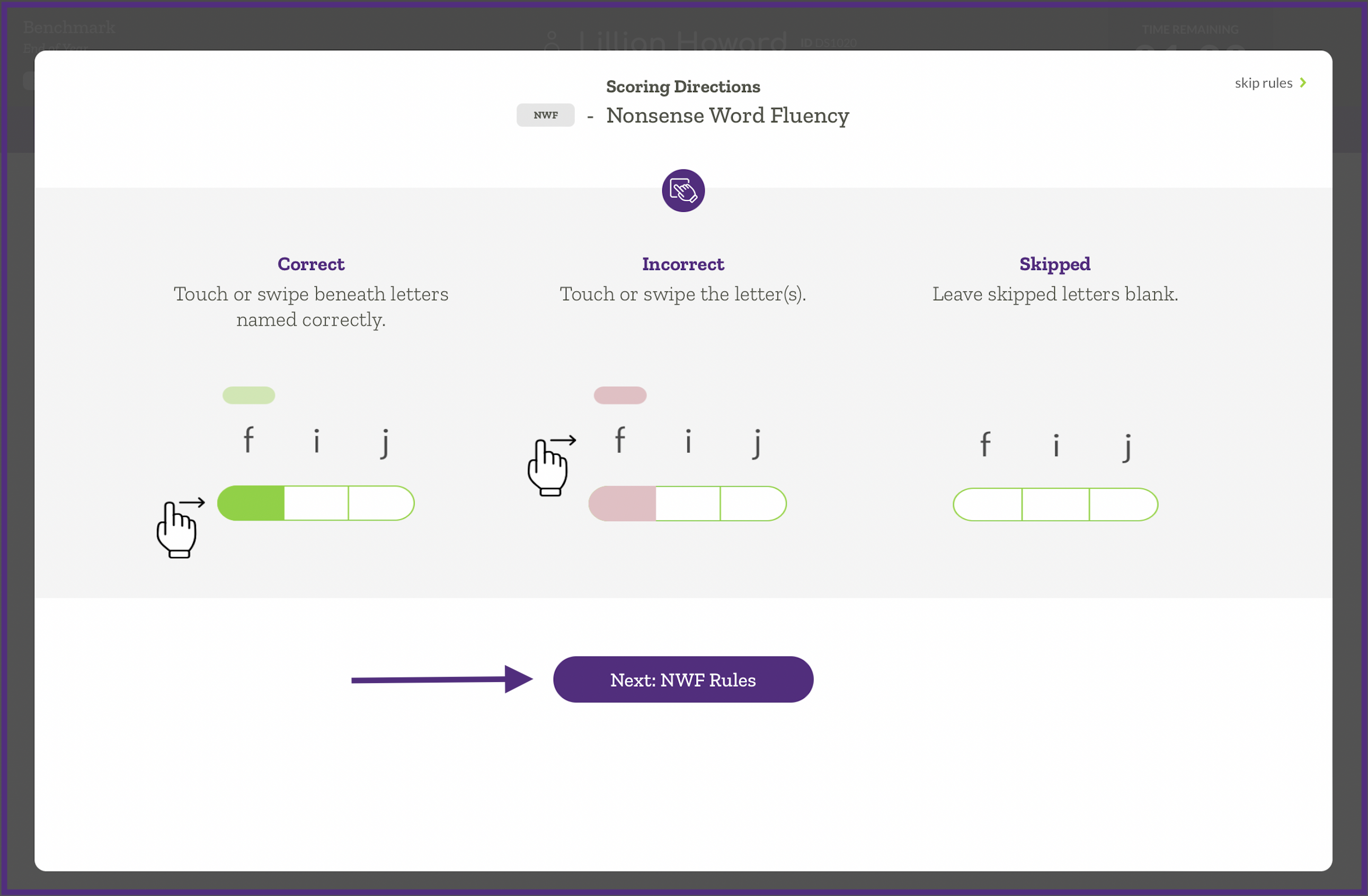 scoring directions assess sidebar